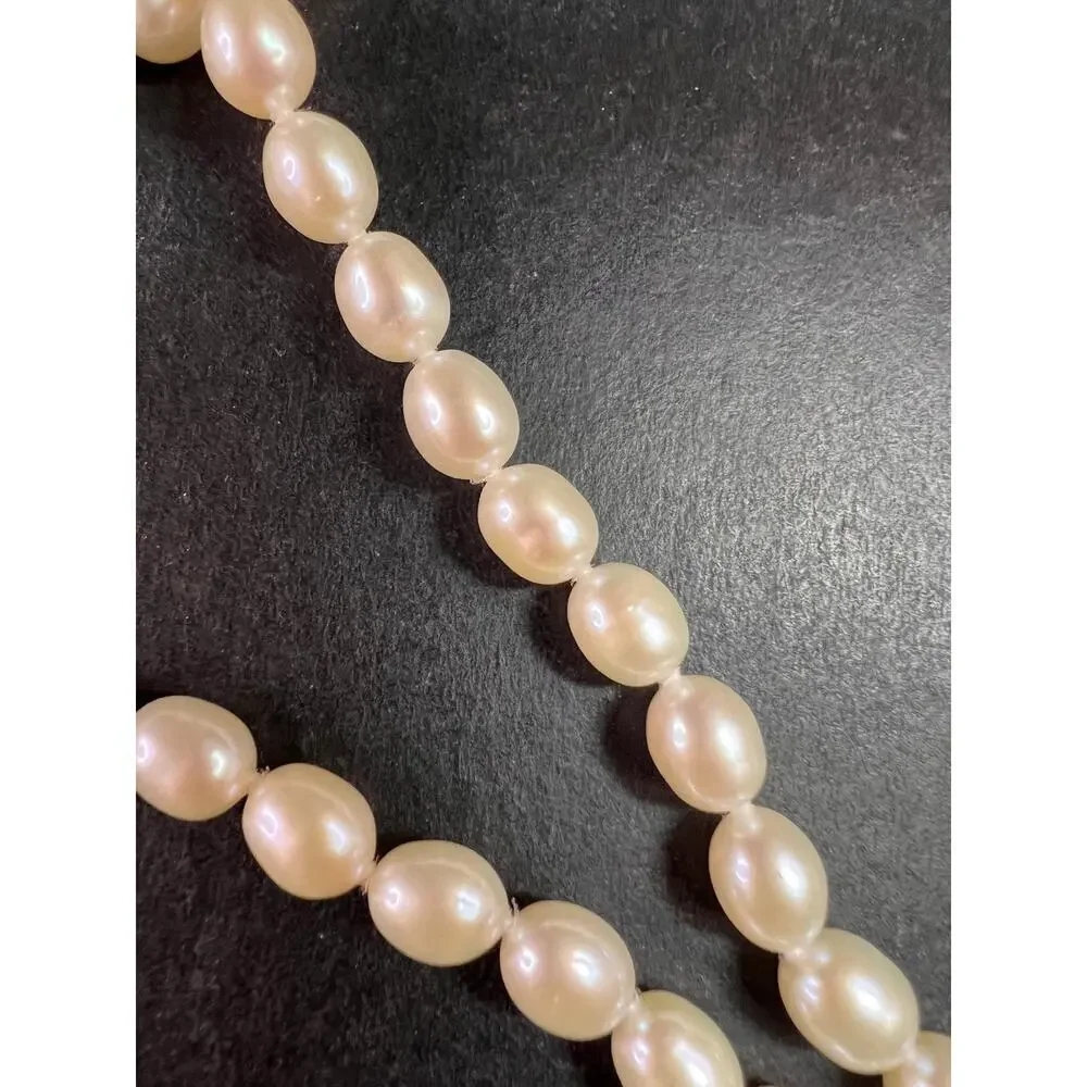 Estate 36” White Cultured Freshwater Pearl Necklace 925 Sterling - Picture 8 of 8